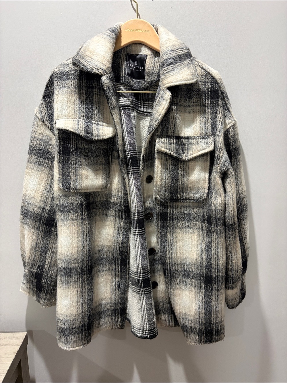 Black & Cream Plaid Shacket
